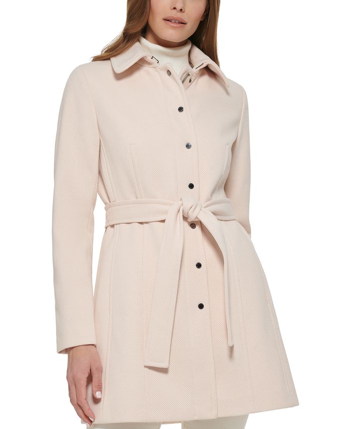 Introducir 77+ imagen calvin klein women’s snap zipper club-collar coat