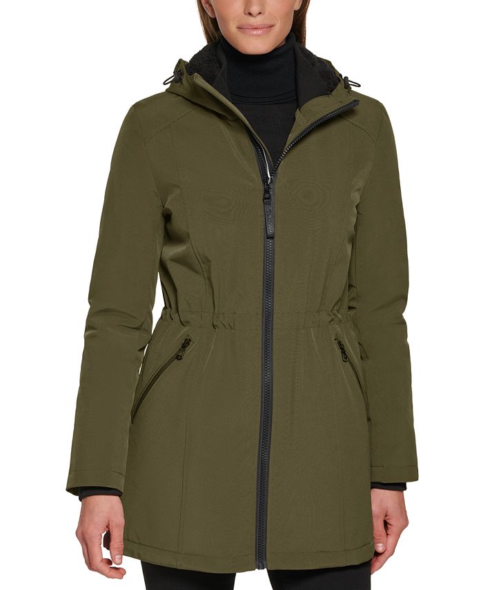 Introducir 57+ imagen calvin klein women’s hooded faux-fur-lined anorak raincoat