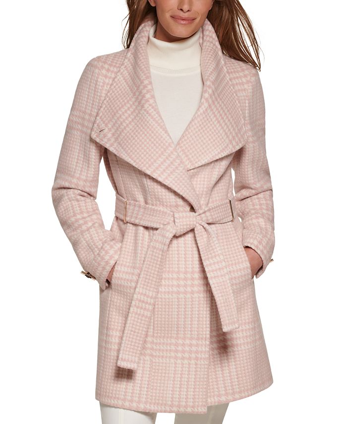 Calvin Klein Women's Asymmetrical Belted Wrap Coat, Created for Macy's Reviews - Coats & - Women - Macy's