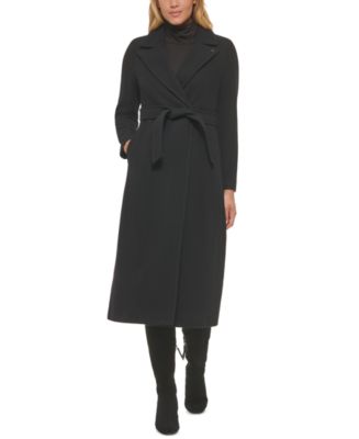 Calvin Klein Women's Belted Wrap Coat Black Size XL