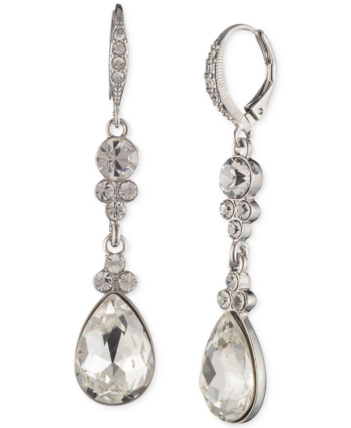 Givenchy Silver-Tone Crystal Double Drop Earrings & Reviews - Earrings -  Jewelry & Watches - Macy's