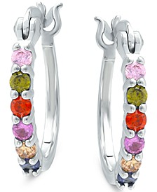 Lab-Created Pink Sapphire (5/8 ct. t.w.) & Cubic Zirconia Small Hoop Earrings in Sterling Silver, Created for Macy's