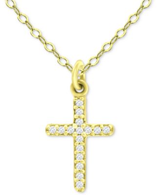 Giani Bernini - Cubic Zirconia Cross Pendant Necklace in 18k Gold-Plated Sterling Silver, 16" + 2" extender