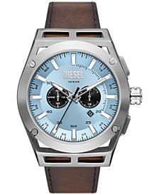 Men's Timeframe Brown Leather Strap Watch, 48mm