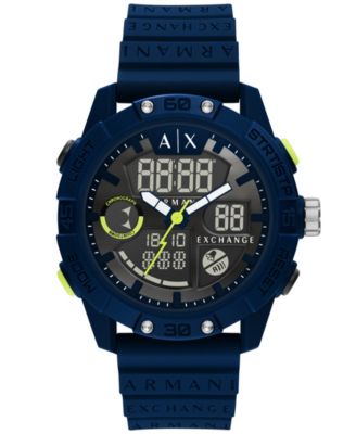 A X Armani Exchange Men s Analog Digital Blue Silicone Strap Watch 46mm Macy s