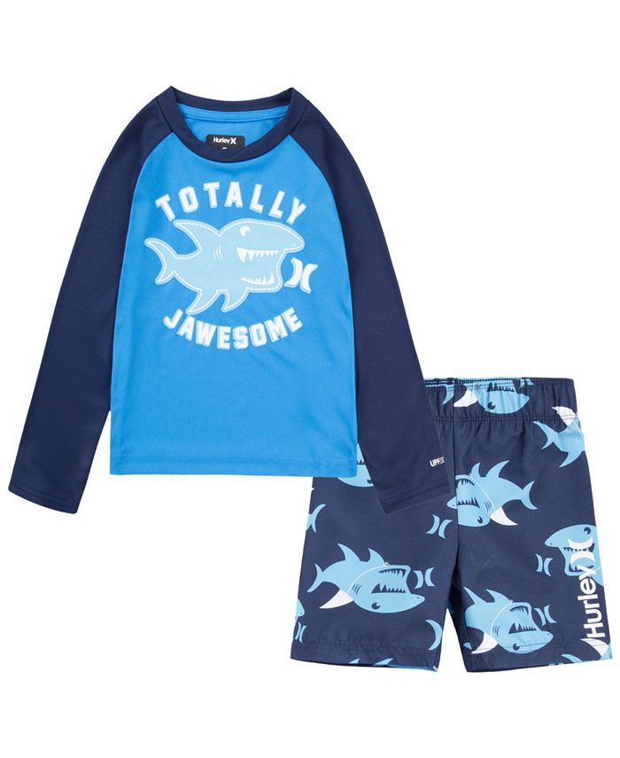 Hurley Baby Boys Shark Jawsome Swim Set, 2 Piece Macy's