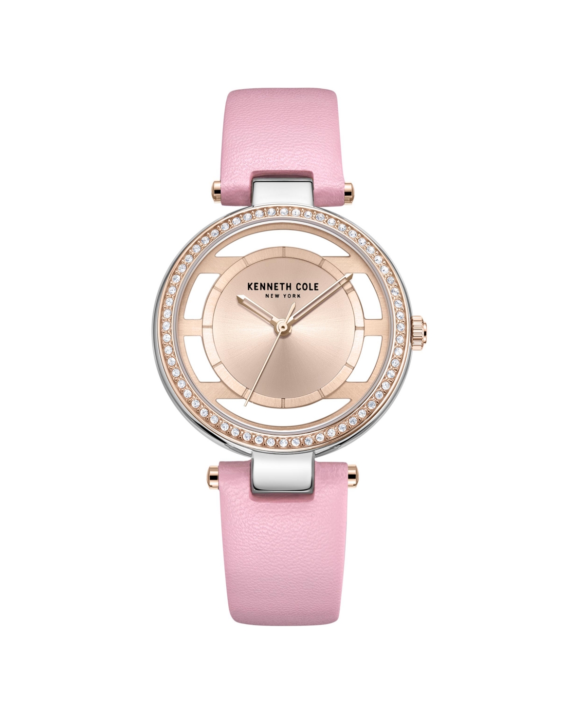 Kenneth Cole New York Women's Transparency Pink Genuine Leather Strap Watch 34mm