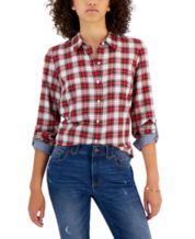 Style & Co Women's Buffalo Plaid Flannel Shirt, Created for Macy's - Macy's