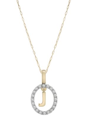 Wrapped - Diamond Initial "J" 18" Pendant Necklace (1/10 ct. t.w.) in 14k Gold