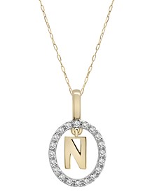 Diamond Initial "N" 18" Pendant Necklace (1/10 ct. t.w.) in 14k Gold, Created for Macy's