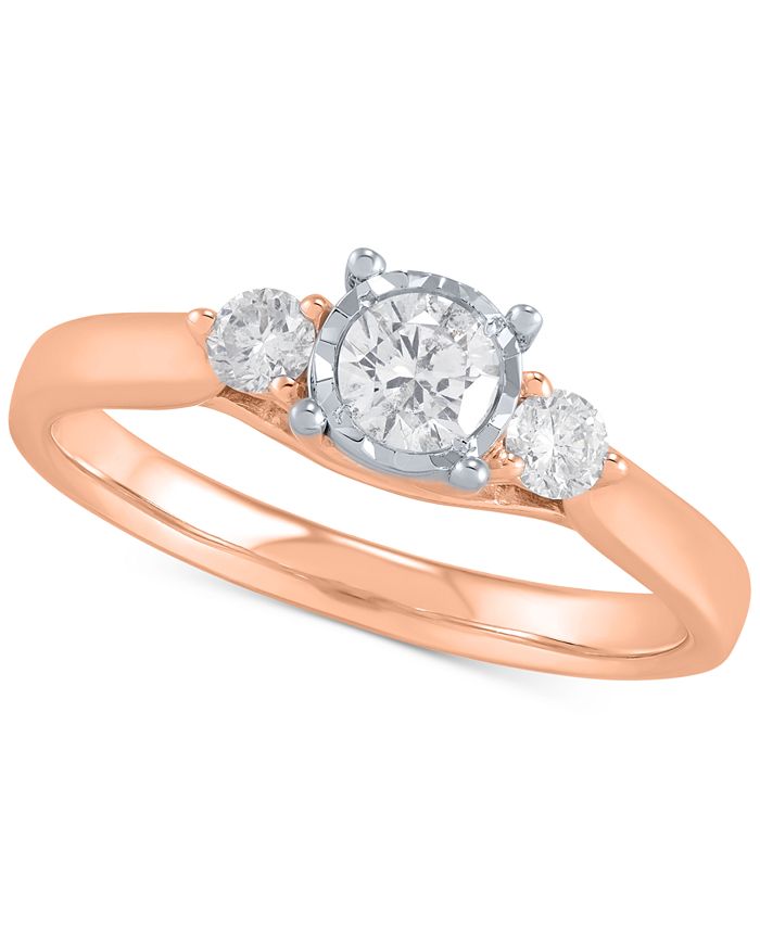 Macy s Diamond Three Stone Engagement Ring 1 2 ct. t.w. in 10k