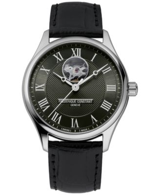 Frederique Constant Men's Swiss Automatic Classics Heart Beat Black Leather Strap Watch 40mm