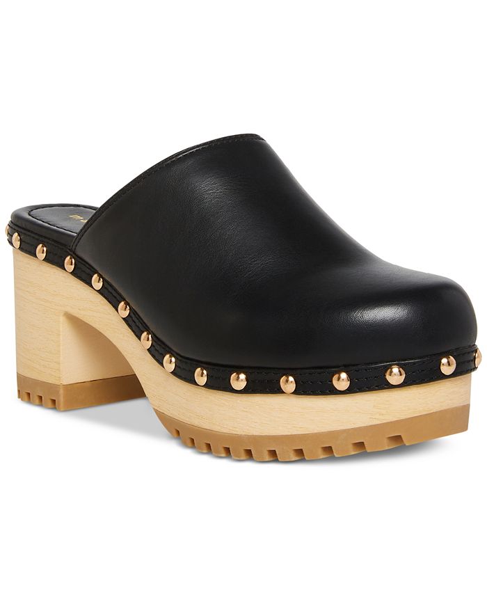 Chanel Black Leather Platform Wooden Clogs Size 40 For Sale at