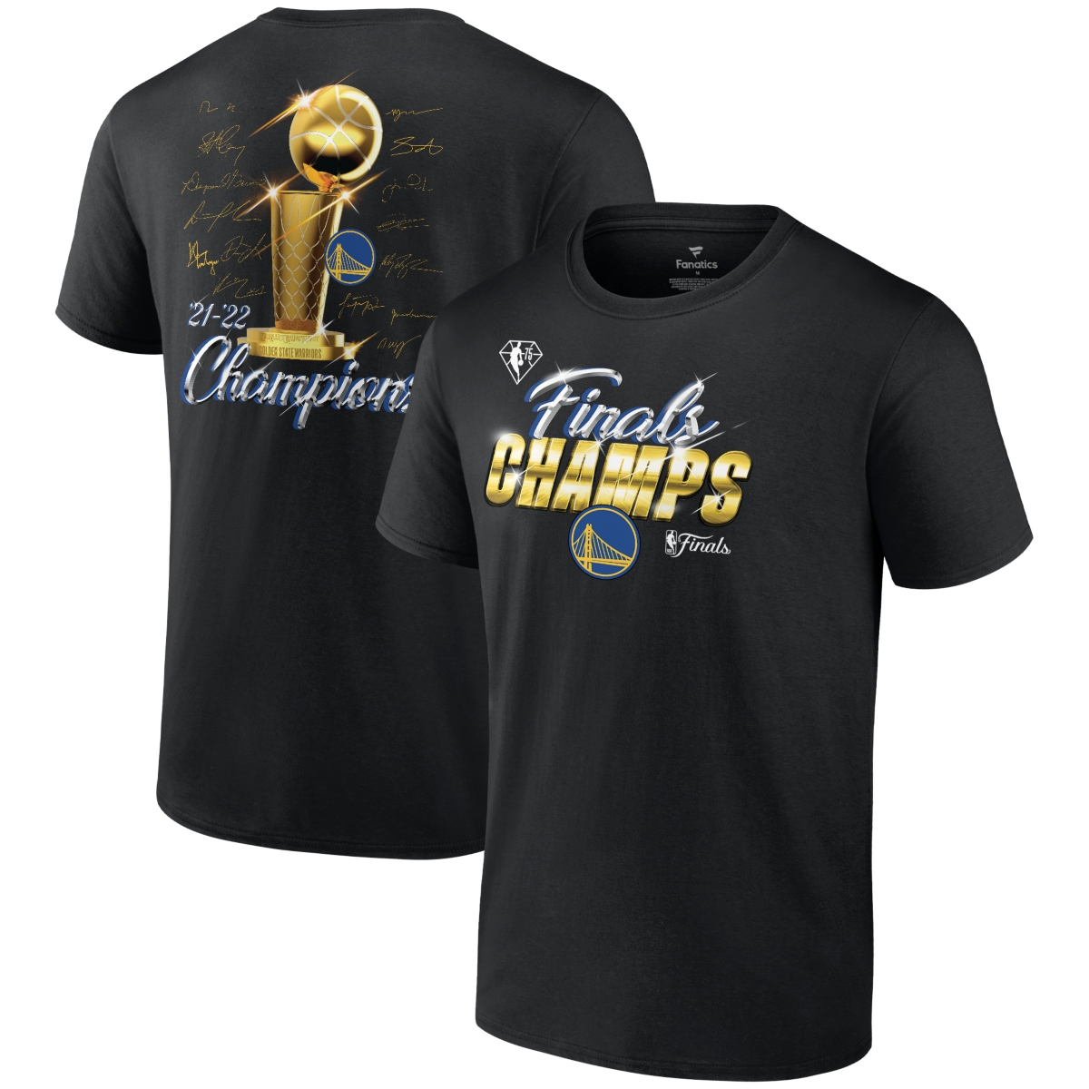 Fanatics Men'sGolden State Warriors 2022 Nba Finals Champion Roster Signature T-Shirt - Black