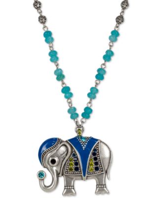 Patricia Nash - Silver-Tone Large Elephant 28-1/2" Pendant Necklace