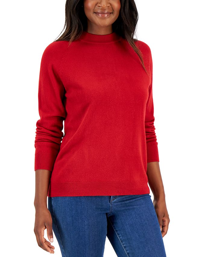 Karen Scott Women's Zip-Back Mock-Neck Sweater, Created for Macy's ...