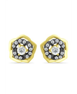 Giani Bernini Two-tone Hibiscus Flower Stud Earrings in Metallic