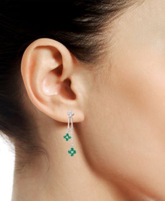 Sapphire (1-1/10 ct. t.w.) & Diamond (1/5 ct. t.w.) Flower Drop Earrings in Sterling Silver (Also in Ruby & Emerald)