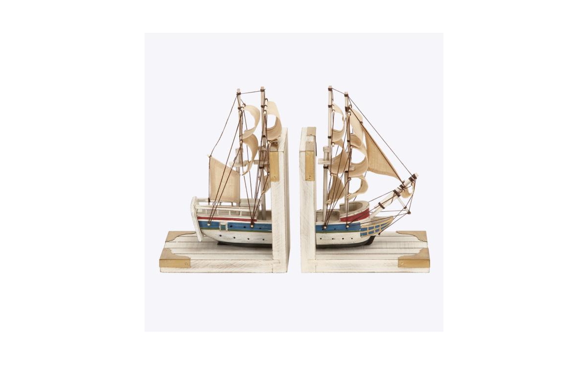 Rosemary Lane Coastal Sailboat Bookends, Set Of 2 In White