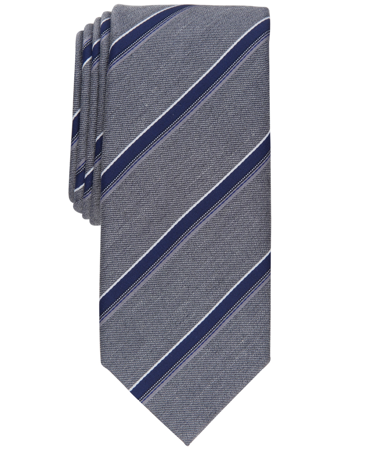 Alfani Men's Slim Stripe Tie, Created For Macy's In Gray