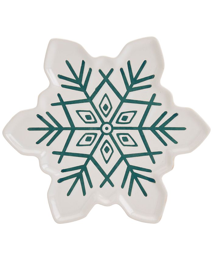 Tabletops Unlimited Winter Forest Snowflake Appetizer Plates, Set of 4
