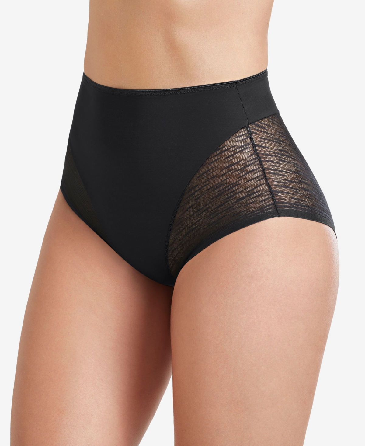 High Waisted Sheer Lace Shaper Panty - Dark Brown