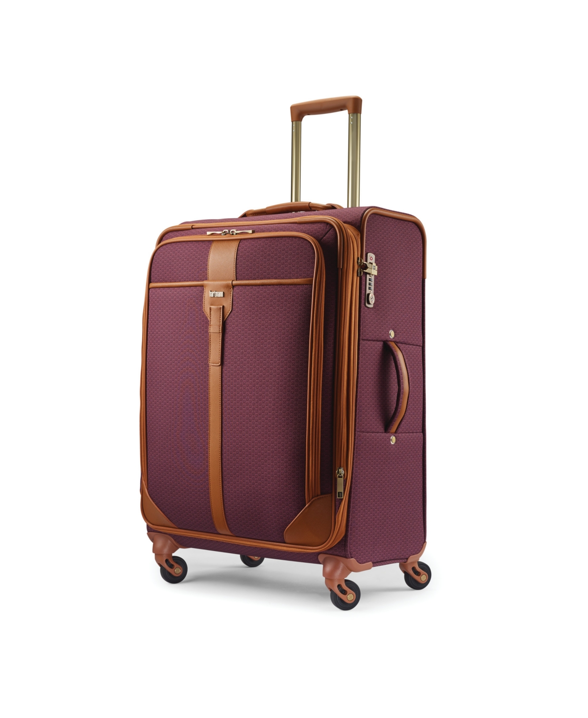 Hartmann Luxe Medium Journey Spinner Suitcase In Burgundy,tan