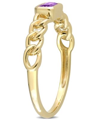 10K Yellow Gold or 10K Rose Gold Amethyst Link Ring