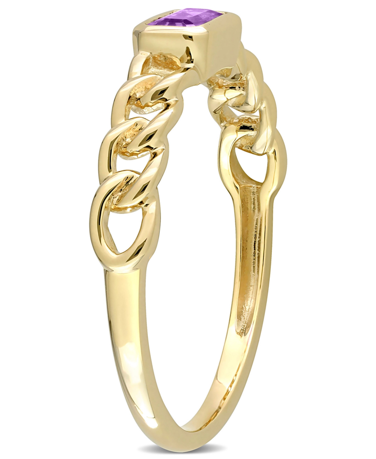 10K Yellowor 10K RoseAmethyst Link Ring - Gold