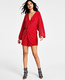 Women's Blouson-Sleeve Sparkle-Knit Romper, Created for Macy's 