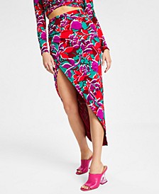 Women's Floral-Print High-Slit Pull-On Midi Skirt, Created for Macy's