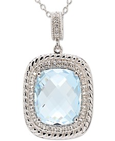 Blue Topaz (4 ct. t.w.) & White Topaz (1/8 ct. t.w.) 18" Pendant Necklace in Sterling Silver