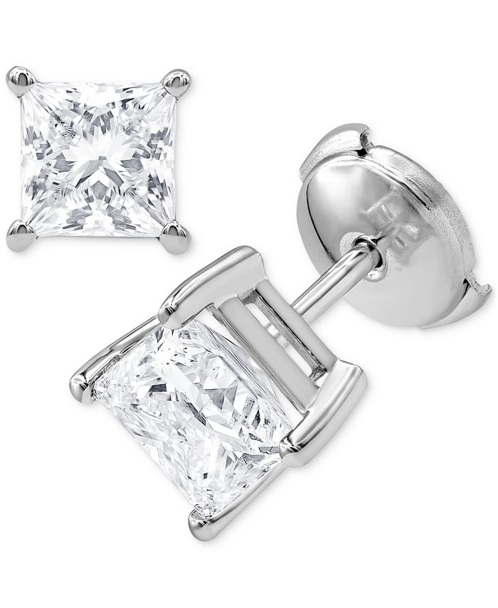 Badgley Mischka Certified Lab Grown Diamond Princess Stud Earrings