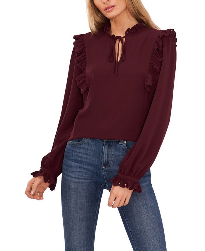 Cece ruffle top neck blouse