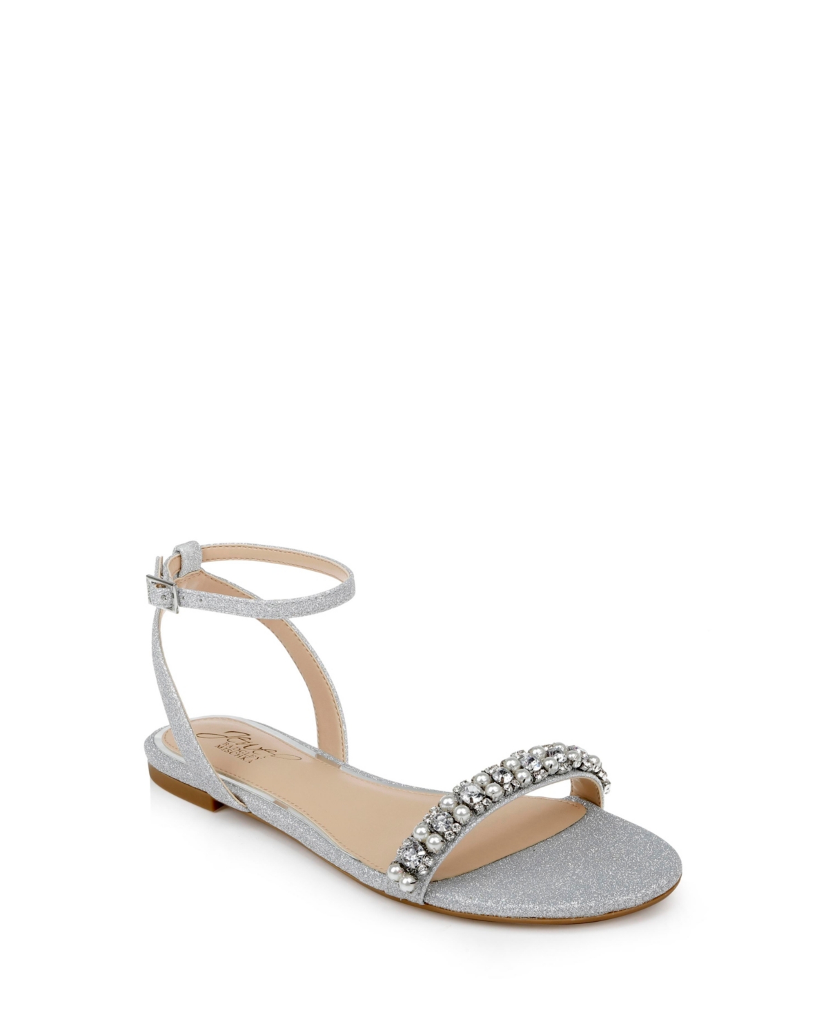 Women's Daria Rhinestone Embellished Evening Flat Sandals - Silver Glitter