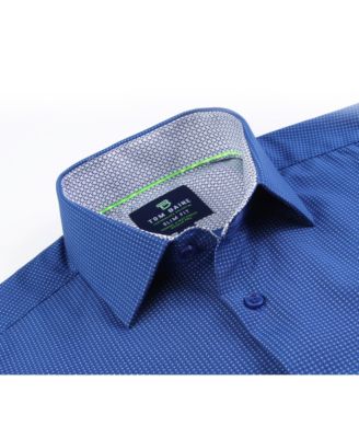 Men's Slim Fit Performance Long Sleeve Geometric Dress Shirt