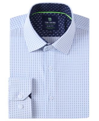 Men's Slim Fit Performance Long Sleeve Geometric Dress Shirt