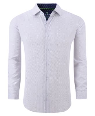 Men's Slim Fit Performance Long Sleeve Geometric Dress Shirt