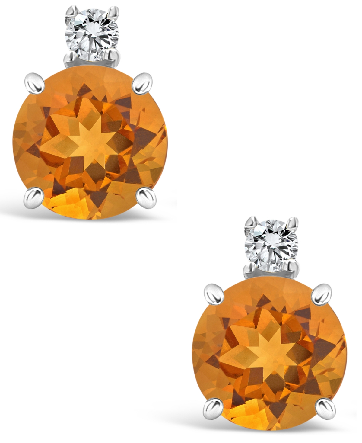 Citrine (1 ct. t.w.) and Diamond Accent Stud Earrings in 14K Yellow Gold