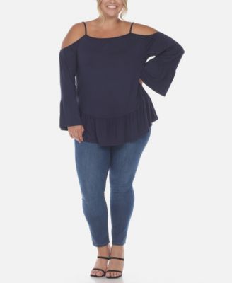 Plus Size Cold Shoulder Ruffle Sleeve Top