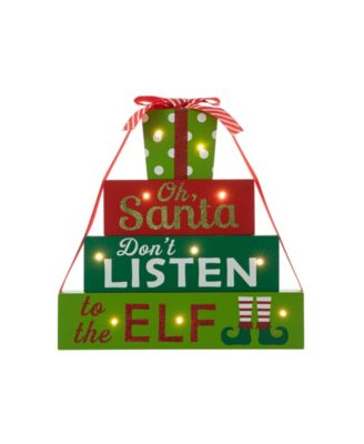 12" Lighted Wooden Christmas Gift Block Table Decor