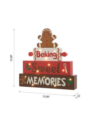 12" Lighted Wooden Christmas Gingerbread Man Table Decor