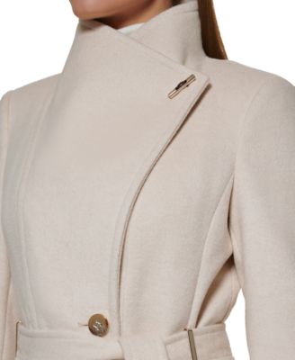 Women's Petite Asymmetrical Belted Wrap Coat