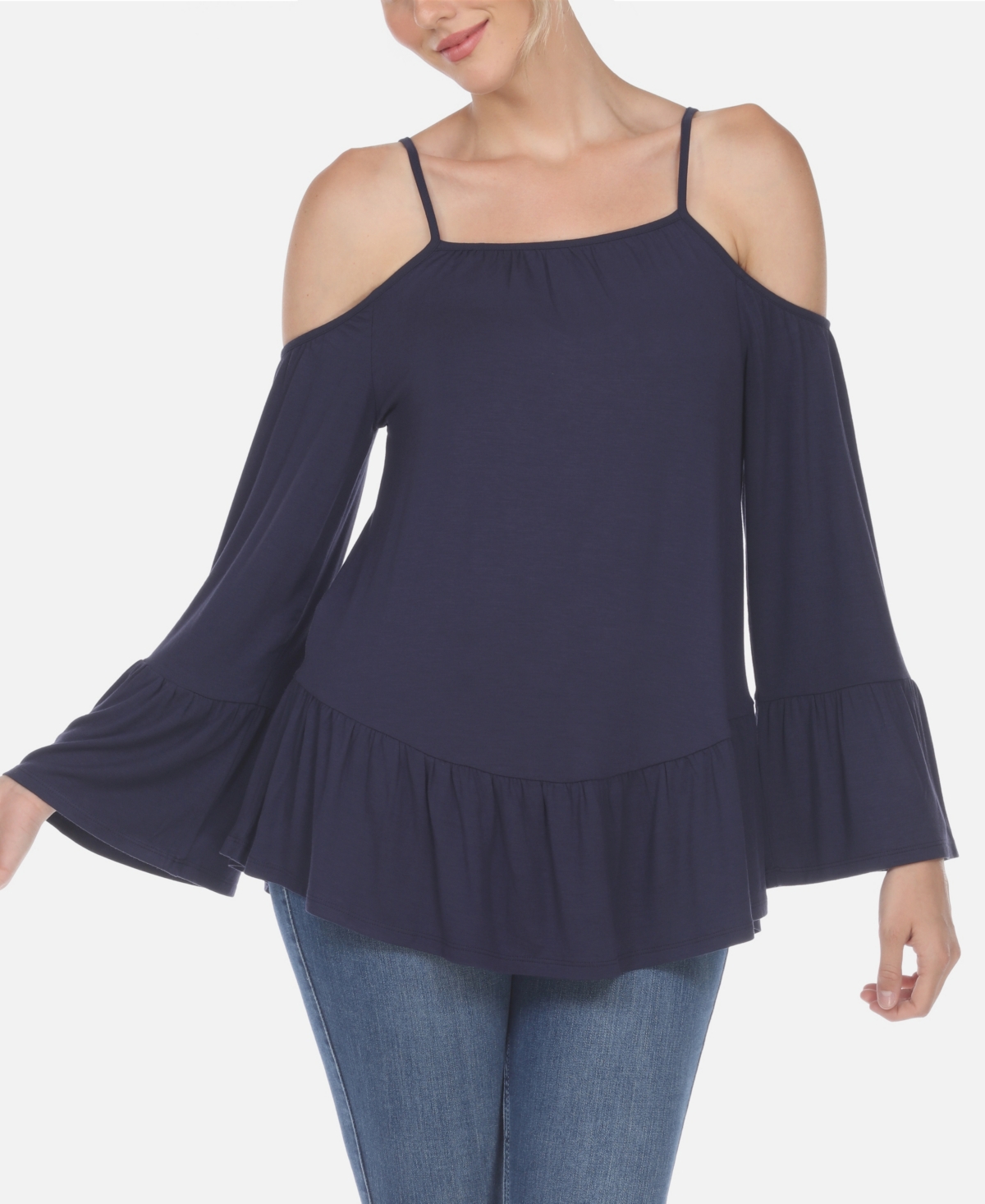Women's Cold Shoulder Ruffle Sleeve Top - Purple