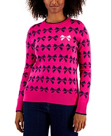 Petite Bow-Print Sweater, Created for Macy's 