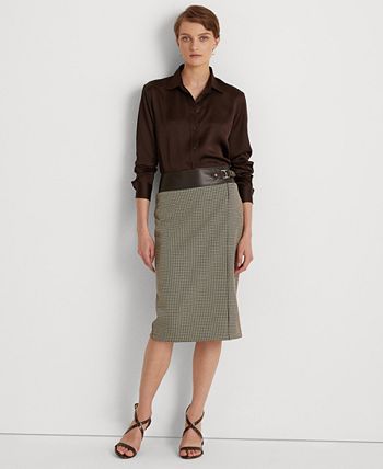 Lauren Ralph Lauren Faux-Leather-Trim Jacquard-Knit Pencil Skirt