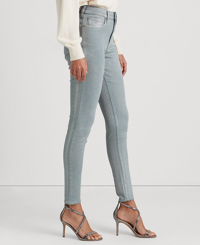 Lauren Ralph Lauren Metallic High-Rise Skinny Ankle Jeans - Macy's