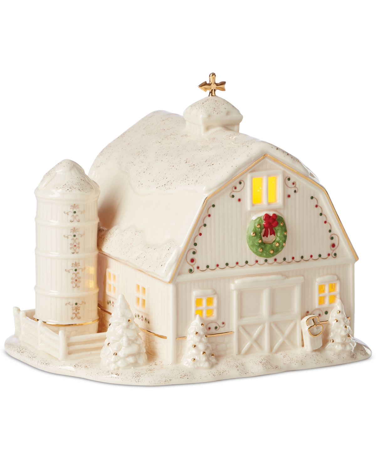 Lenox Mistletoe Park Light-Up Barn, Exclusively at Macy's - Multi And Ivory