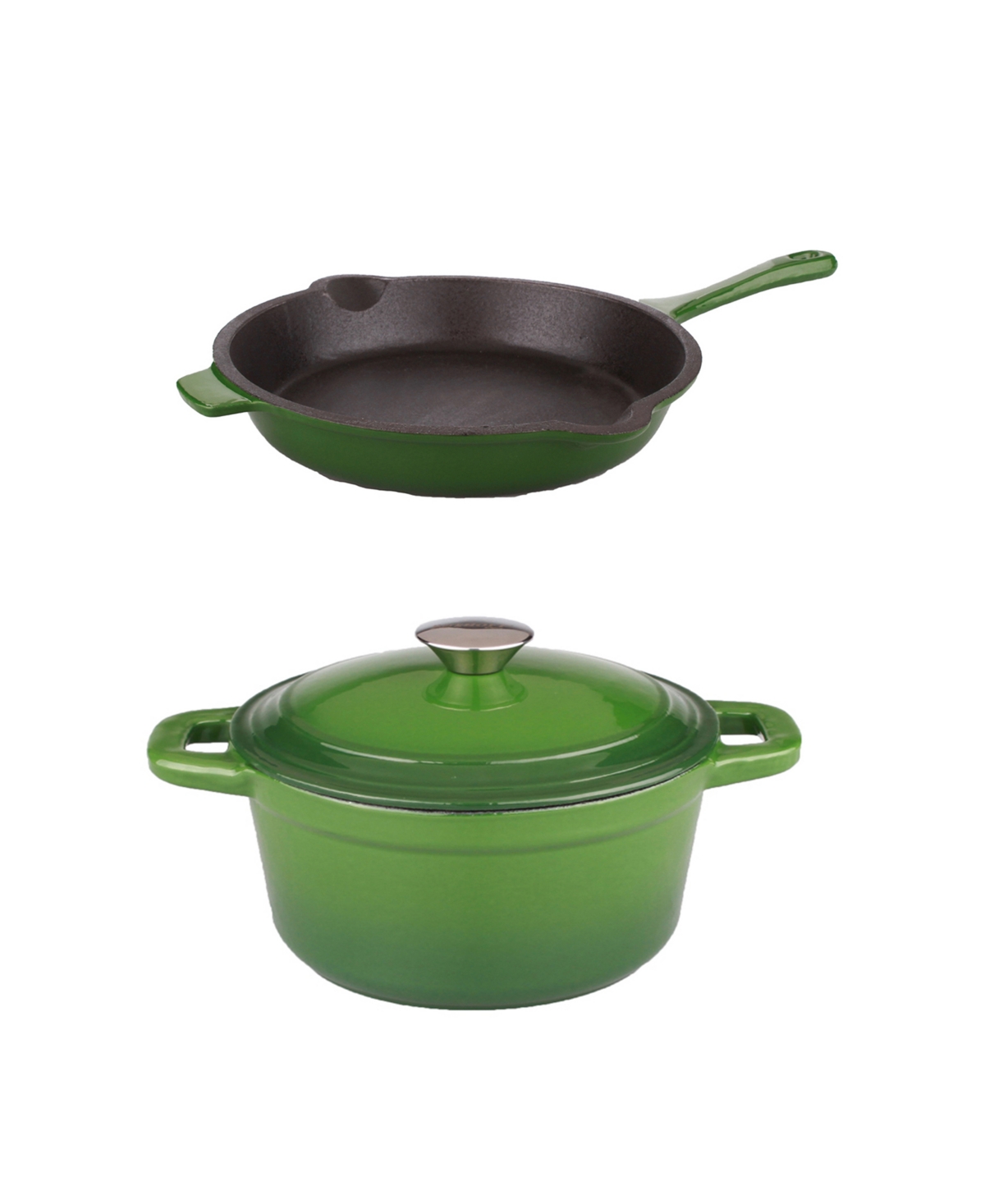 Neo Cast Iron Cookware 3 Quart Covered Dutch Oven and 10 Fry Pan, Set of 2