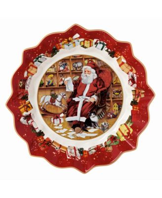Toys Fantasy Santa Reads Wish List Footed Bowl